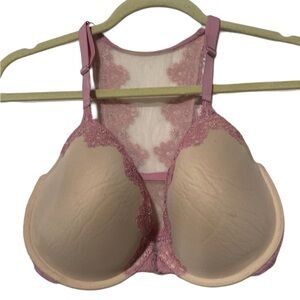 Victoria's Secret Elegant Beige w/ Pink Lace Racerback Bra 34DDD T-shirt Summer